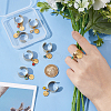8Pcs 8 Color Birthstone Rhinestone & 201 Stainless Steel Flat Round Charm Rings Set RJEW-AB00003-2