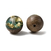 Walnut Wood with Resin Gold Foil Beads WOOD-G025-01C-1