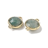 Brass Pave Natural Amazonite Faceted Flat Round Connector Charms G-U028-04G-04-2