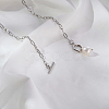 Minimalist Imitation Pearl Rice Pendant Stainless Steel PaPerclip Chain Necklaces for Everyday Women's Wear OX8079-1-3