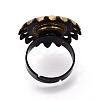 Adjustable Flower Alloy & Iron Bezel Cup Ring Base with Rotatable Tray MAK-T012-08AB-3