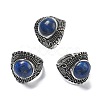 Natural Lapis Lazuli Adjustable Rings RJEW-I108-03AS-02-4