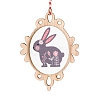 Easter Theme Wood Oval with Rabbit Pendant Decoration PW-WG77347-04-1