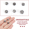 12Pcs 6 Styles Round 304 Stainless Steel Beads STAS-UN0059-95-5