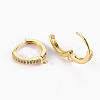 Brass Micro Pave Clear Cubic Zirconia Hoop Earring Findings X-ZIRC-S068-009A-NF-2