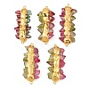 Electroplated Two Tone Natural Quartz Crystal Nuggets Beaded Connector Charms KK-H516-18G-01-1