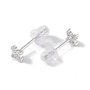 Rhodium Plated Clover 999 Fine Silver Cubic Zirconia Stud Earrings for Women LS-EJEW-S215-16P-3