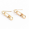 Brass Micro Pave Clear Cubic Zirconia Stud Earring Findings KK-S356-261-NF-1