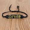 Word Smile Loom Pattern Miyuki Seed Beads Bracelets for Women BJEW-Z013-29-3