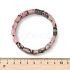 Square Natural Rhodonite Beads Stretch Bracelets for Women Men BJEW-C097-06T-5