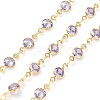 Handmade Lilac Glass Flat Round Link Chains KK-F871-57G-1