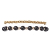 2Pcs 2 Styles Round Natural Obsidian & Synthetic Hematite Beaded Bracelets & 304 Stainless Steel Cable Chains Bracelets for Women BJEW-JB12800-02-3