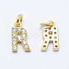 Brass Micro Pave Grade AAA Cubic Zirconia Charms X-ZIRC-P067-11G-R-NR-1