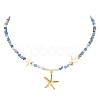 Synthetic Turquoise & Dyed Natural Agate Faceted Round Beaded Starfish 304 Stainless Steel Pendant Necklaces for Women NJEW-JN05458-02-2
