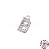 Real Platinum Plated Rhodium Plated 925 Sterling Silver Micro Pave Clear Cubic Zirconia Charms STER-P054-10P-B-1