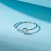 Rhodium Plated 925 Sterling Silver Thin Finger Rings RJEW-C064-04A-P-1