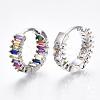 Brass Micro Pave Cubic Zirconia Huggie Hoop Earrings X-EJEW-S201-39P-2