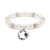 ABS Plastic Imitation Pearl  & Rhinestone Beaded Stretch Bracelet with Alloy Charm for Women BJEW-JB08526-4