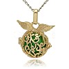 Golden Tone Brass Hollow Round Cage Pendants KK-J230-05G-1