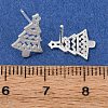 925 Sterling Silver Hollow Christmas Tree Stud Earrings EJEW-F397-01S-3