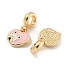 Rack Plating Alloy Enamel Heart with Dog European Dangle Charms FIND-B034-50G-2