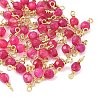 Dyed Natural Agate Faceted Round Connector Charms KK-C097-06G-01-1