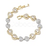 Heart Micro Pave Clear Cubic Zirconia Link Chain Bracelets for Women BJEW-C156-08B-GP-5