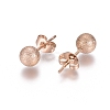 Ion Plating(IP) 304 Stainless Steel Stud Earrings EJEW-L215-58D-RG-2