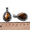 Natural Tiger Eye Teardrop Pendants G-A093-03AS-03-3