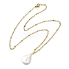 Natural Baroque Pearl Keshi Pendant 304 Stainless Steel Satellite Chain Necklaces NJEW-JN06161-3