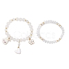 2Pcs 2 Styles Glass Round Beads Stretch Bracelets BJEW-JB11867-2