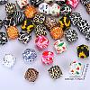 Colorful Pattern Printed Silicone Focal Beads SI-JX0022A-12-2