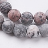 Natural Pink Zebra Jasper Beads Strands G-J376-46F-8mm-3