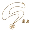 Flower 201 Stainless Steel Pendant Necklaces & Stud Earrings Sets for Women SJEW-Q025-04G-4