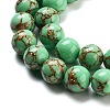 Synthetic Gold Line Turquoise Beads Strands G-H026-01D-03-3