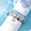 3Pcs 3 Styles Natural Aquamarine & Flower Amazonite Chips Stretch Bracelets Sets BJEW-JB11076-01-3