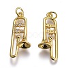 Brass Micro Pave Clear Cubic Zirconia Pendants ZIRC-Z008-37G-2