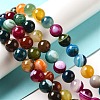 Natural Striped Agate/Banded Agate Round Bead Strands G-E234-16-3