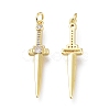 Brass Micro Pave Clear Cubic Zirconia Pendants X-ZIRC-I048-16G-2