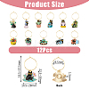 DICOSMETIC Plant Cat Alloy Enamel Wine Glass Charms AJEW-DC0001-37-2