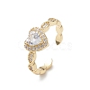 Heart Clear Cubic Zirconia Cuff Ring RJEW-M146-07G-1