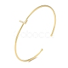 Rack Plating Brass Micro Pave Clear Cubic Zirconia Letter Open Cuff Bangles BJEW-A018-01G-L-1
