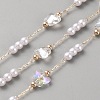Brass Glass Butterfly and Plastic Imitation Pearl Beaded Chains CHC-TAC0011-03G-1