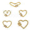 5Pcs 5 Style Brass Micro Pave Clear Cubic Zirconia Screw Carabiner Lock Charms ZIRC-TA0002-17-1