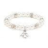 ABS Plastic Imitation Pearl  & Rhinestone Beaded Stretch Bracelet with Alloy Charm for Women BJEW-JB08526-03-1