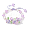 Flower Glass & Acrylic Braided Bead Adjustable Bracelets for Women BJEW-JB10446-3
