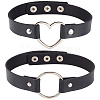 2Pcs 2 Styles Punk Rock Style PU Leather Necklaces NJEW-CL0001-27-1