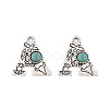 Synthetic Turquoise & Alloy Pendants PALLOY-H146-01AS-A-1