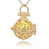 Golden Tone Brass Hollow Round Cage Pendants KK-J227-08G-1