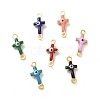 Brass Enamel Connector Charms KK-J302-08G-1